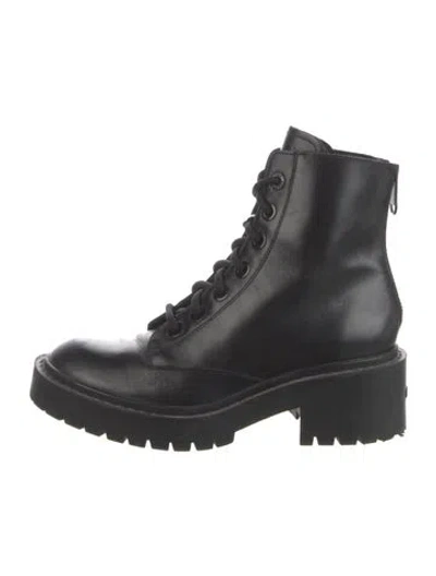 Pre-owned Kenzo Leather Combat Boots In Black