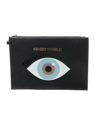 Pre-owned Kenzo Leather Cosmetic Bag In Black