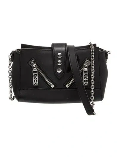 Pre-owned Kenzo Leather Crossbody Bag In Black