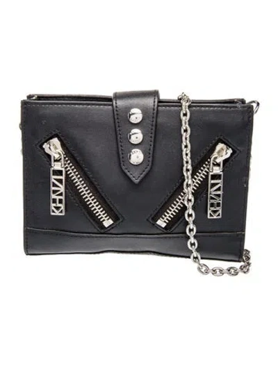 Pre-owned Kenzo Leather Crossbody Bag In Black