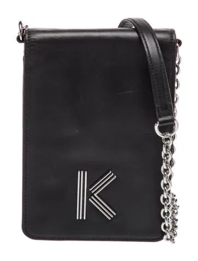 Pre-owned Kenzo Leather Crossbody Bag In Black