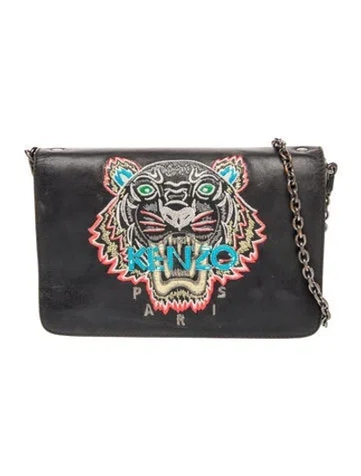 Pre-owned Kenzo Leather Crossbody Bag In Silver
