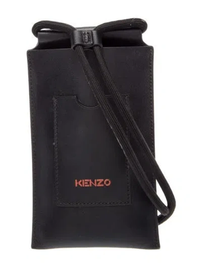 Pre-owned Kenzo Leather Crossbody Bag Vintage In Black