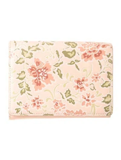 Pre-owned Kenzo Leather Floral Print Wallet In Pink