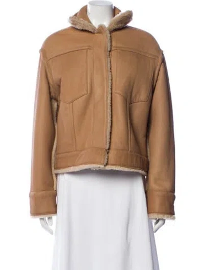 Pre-owned Kenzo Leather Fur Jacket In Brown