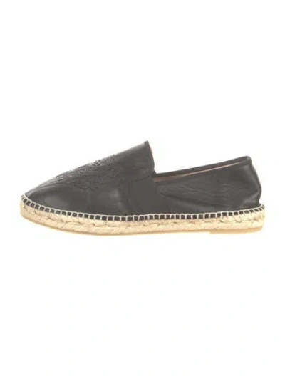 Pre-owned Kenzo Leather Graphic Print Espadrilles In Grey