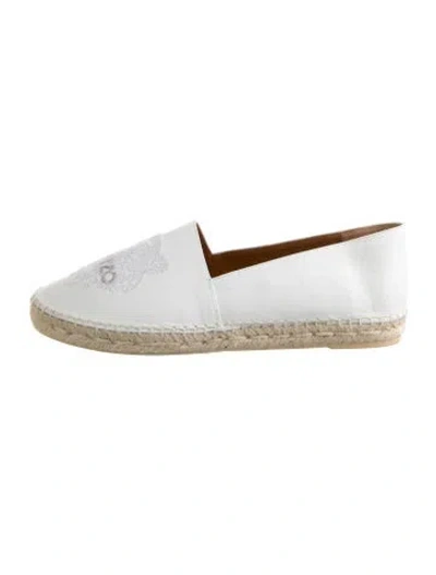 Pre-owned Kenzo Leather Graphic Print Espadrilles In Silver