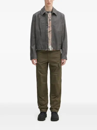 Kenzo Leather Jacket In Gray