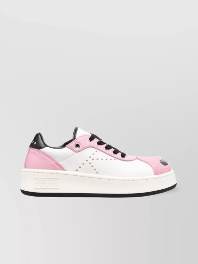 Kenzo Leather Low Top Sneakers With Perforated Detailing In White