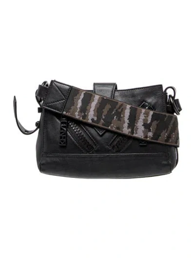 Pre-owned Kenzo Leather Messenger Bag In Black
