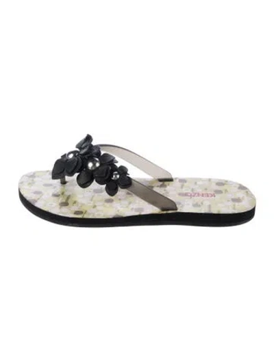 Pre-owned Kenzo Leather Patterned Flip Flops In Multicolor