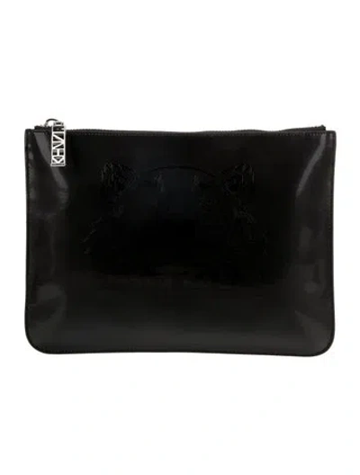 Pre-owned Kenzo Leather Portfolio In Black