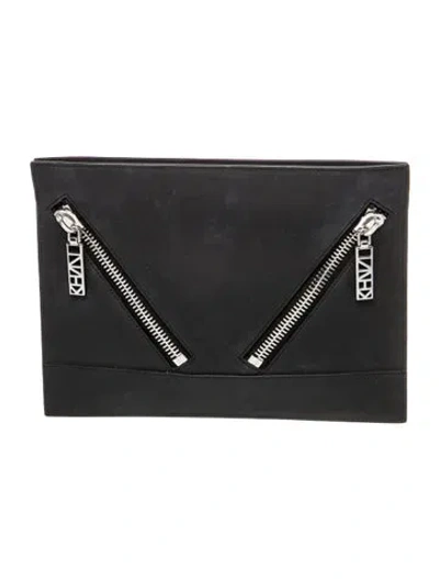 Pre-owned Kenzo Leather Portfolio In Black