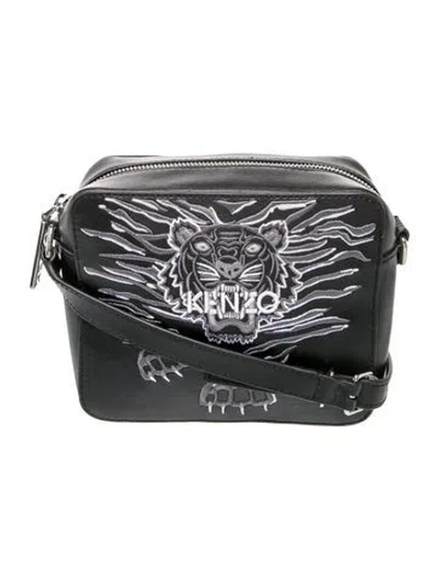 Pre-owned Kenzo Leather Shoulder Bag In Gray