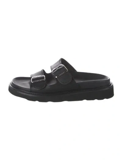Pre-owned Kenzo Leather Slides In Black