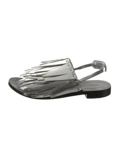 Pre-owned Kenzo Leather Slingback Sandals In Silver