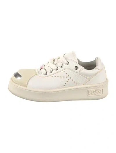 Pre-owned Kenzo Leather Sneakers In Neutrals