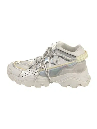 Pre-owned Kenzo Leather Sneakers In White