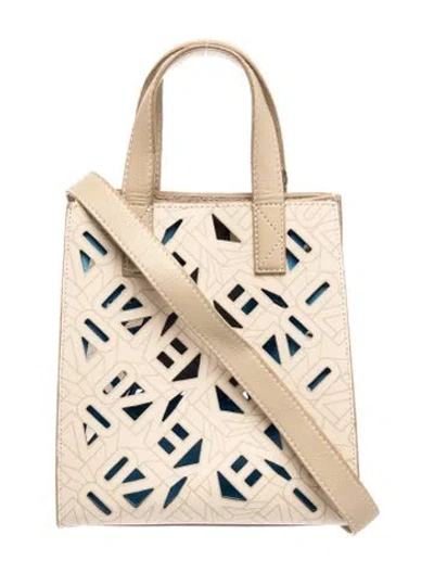 Pre-owned Kenzo Leather Top Handle Bag In Neutral