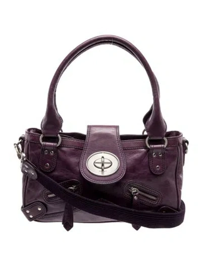 Pre-owned Kenzo Leather Top Handle Bag In Purple
