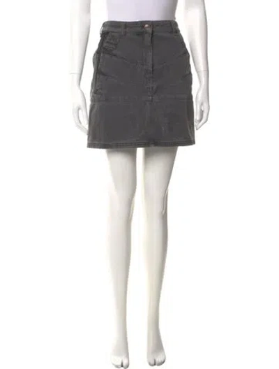 Pre-owned Kenzo Leather Trim Embellishment Mini Skirt In Gray