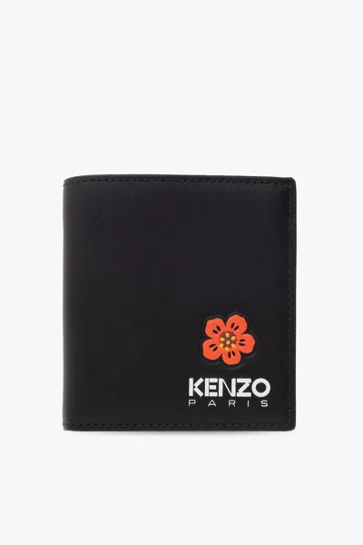 Kenzo Floral Logo-print Bi-fold Wallet In Black