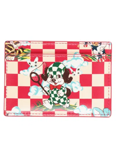 Kenzo Graphic Leather Cardholder In Red