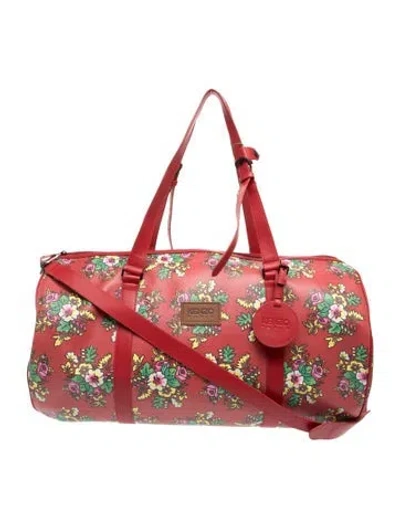 Pre-owned Kenzo Leather Weekender Bag In Red