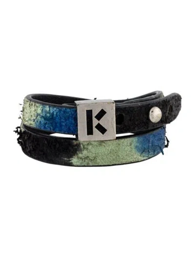 Pre-owned Kenzo Leather Wrap Bracelet In Multi