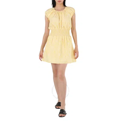 Kenzo Lemon Gingham Snakeskin A-line Mini Dress In Yellow