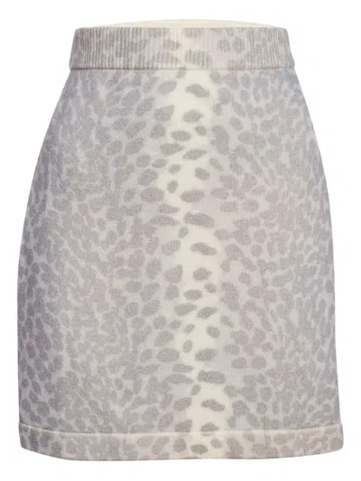 Pre-owned Kenzo Leopard-print Mini High-waisted Skirt In Gray