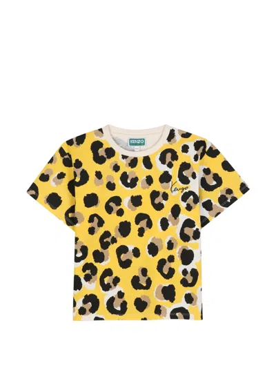 Kenzo Kids' Leopard-print T-shirt In Multi