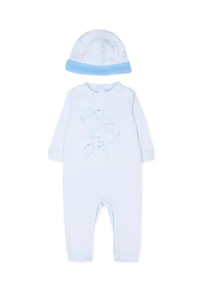 Kenzo Light Blue Babygrow For Baby Boy With Tiger