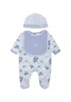 Kenzo Light Blue Babygrow Set For Baby Boy With Jungle Print In Light Blue