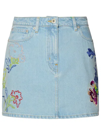 Kenzo Light Blue Cotton Miniskirt