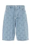 Kenzo Mens Regular-fit Weave-pattern Denim Shorts Bleached Blue Denim In Light Blue