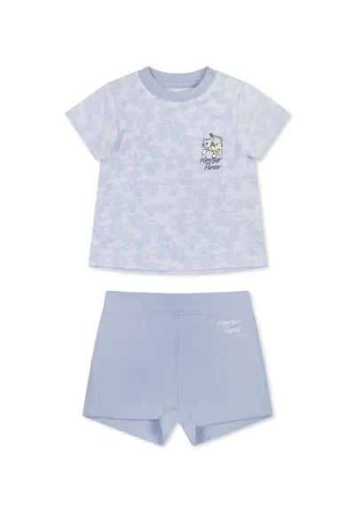 Kenzo Light Blue Suit For Baby Boy With Tiger