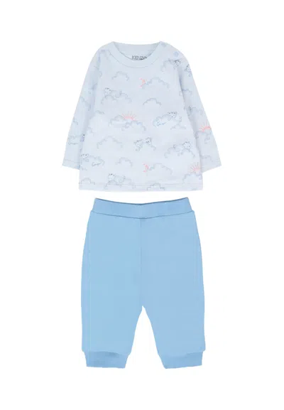 Kenzo Light Blue Suit For Baby Boy With Tiger