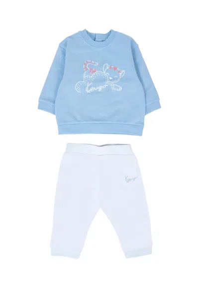 Kenzo Light Blue Suit For Baby Boy With Tiger
