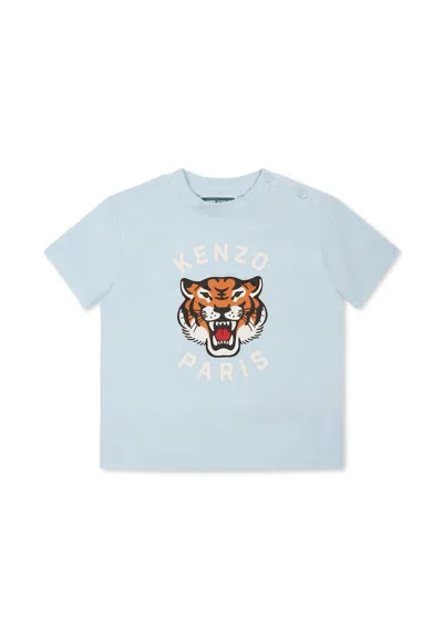 Kenzo Light Blue T-shirt For Baby Boy With Tiger