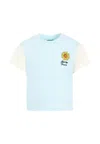 Kenzo Light Blue T-shirt For Boy With Sunflower In Blue