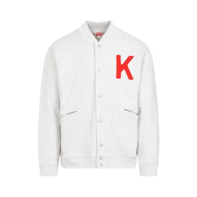 Kenzo K Logo Printed Bomber Jacket In Gris Clair