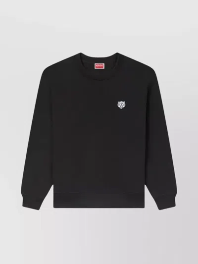 Kenzo Lightweight Tiger Sweatshirt Ribbed Cuffs In Black