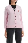 Kenzo Boke Flower Embroidered Buttoned Cardigan In Pink