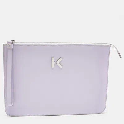 Pre-owned Kenzo Lilac Leather Flat Wristlet Pouch