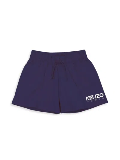 Kenzo Kids' Little Girl's & Girl's Fleece Logo Shorts In Blue