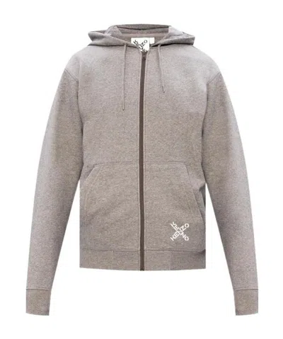 Kenzo Little X Zipped Hoodie In Gray