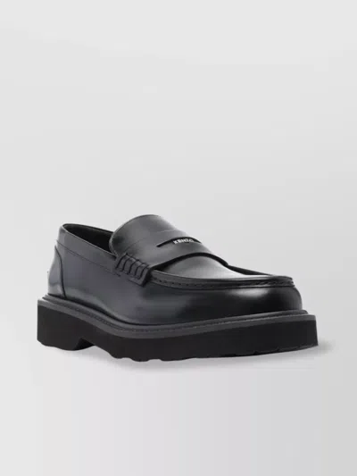 Kenzo Loafers With Round Toe And Moc Stitching