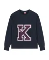Kenzo College Print Cotton Molleton Sweatshirt In Black