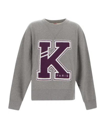 Kenzo Logo-patch Detail Sweatshirt In Gray